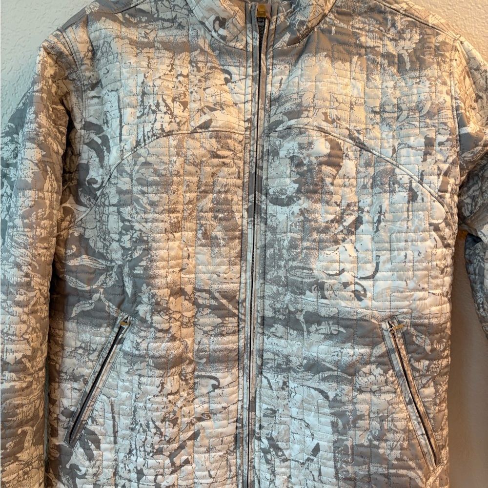 Obermeyer Weather X System Nylon Quilted Tan Front Zip Jacket Size 14 Ladies